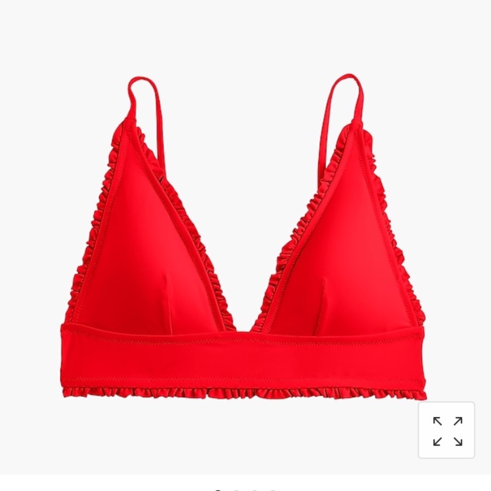 NWT J crew ruffled deep v neck French bikini top